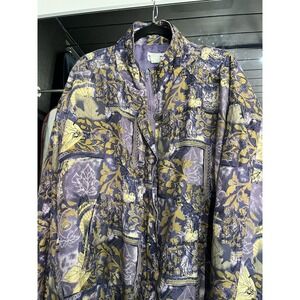 Vintage 90s Nouveau Monde Silk Purple All Over Print Jacket Size 1X